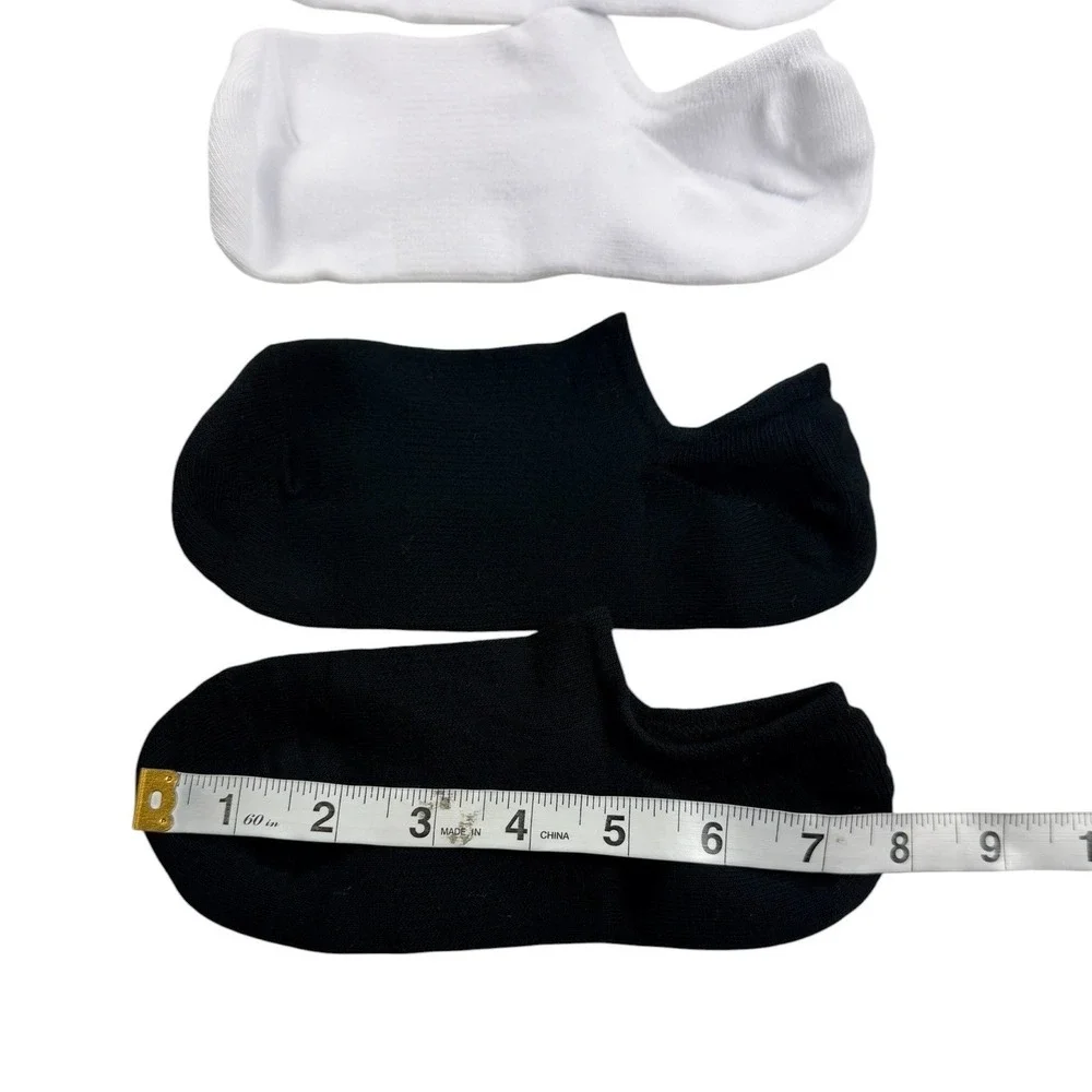 IDEGG 10 Pair No Show Socks White Black Invisible Liner Low Cut Unisex M-65-AKF